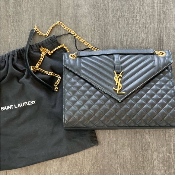 Yves Saint Laurent Bags Saint Laurent Envelope Bag Large Black Gold